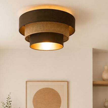 Φωτιστικό οροφής WENTA 1xE27/60W/230V Ø 50 εκ. καφέ/γιούτα