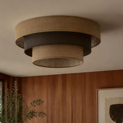 Φωτιστικό οροφής WENTA 1xE27/60W/230V διάμ. 50 cm γιούτα/καφέ