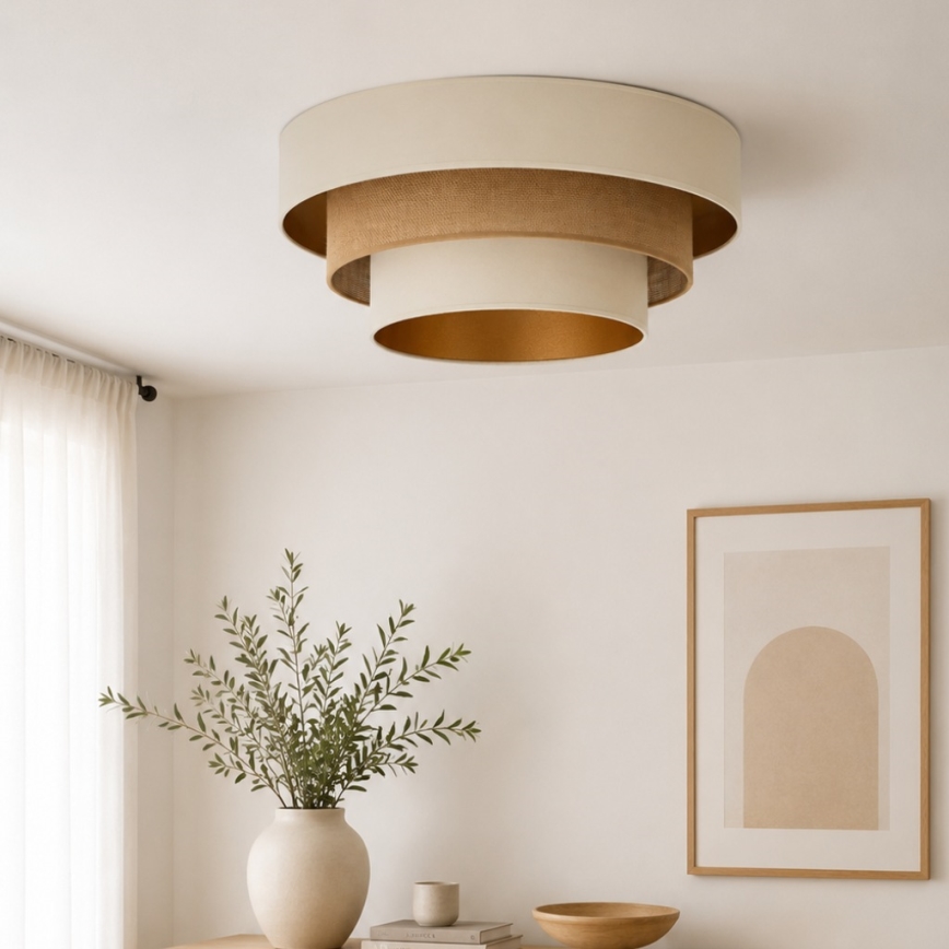Φωτιστικό οροφής WENTA 1xE27/60W/230V διάμ. 50 cm μπεζ/γιούτα
