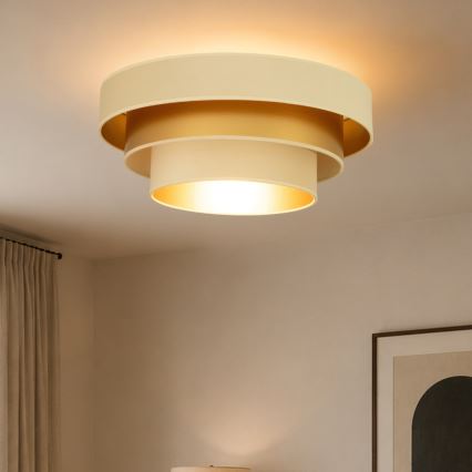Φωτιστικό οροφής WENTA 1xE27/60W/230V διάμ. 50 cm μπεζ/χρυσό