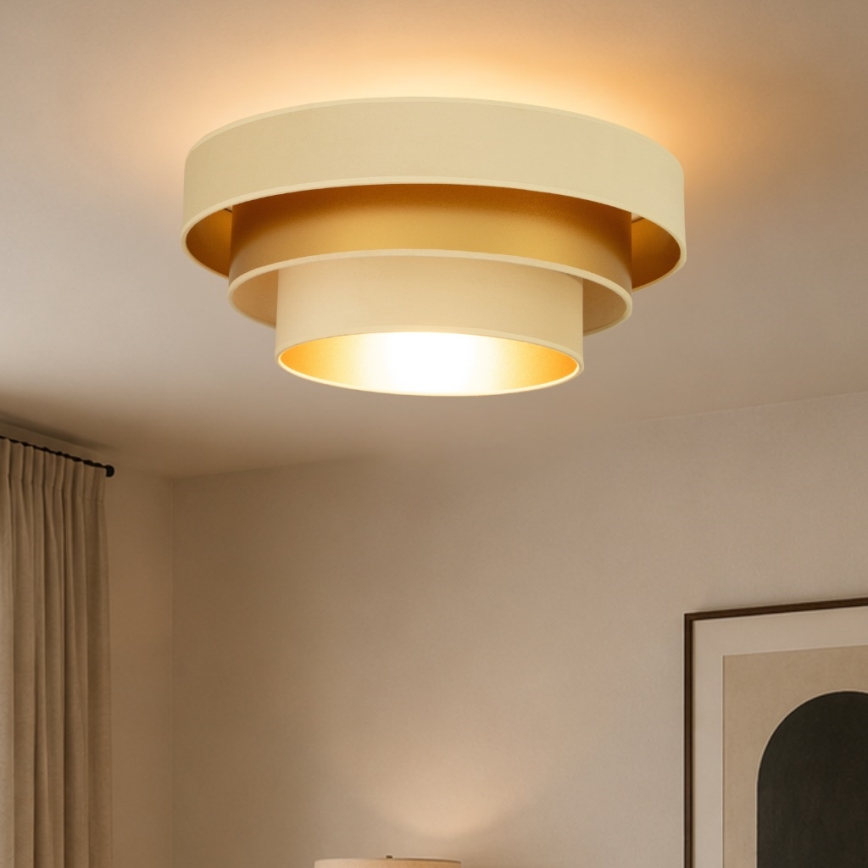 Φωτιστικό οροφής WENTA 1xE27/60W/230V διάμ. 50 cm μπεζ/χρυσό