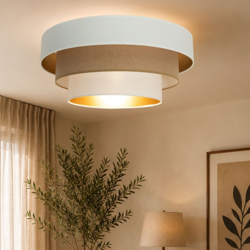 Φωτιστικό οροφής WENTA 1xE27/60W/230V, διάμετρος 50 cm, λευκό/καφέ