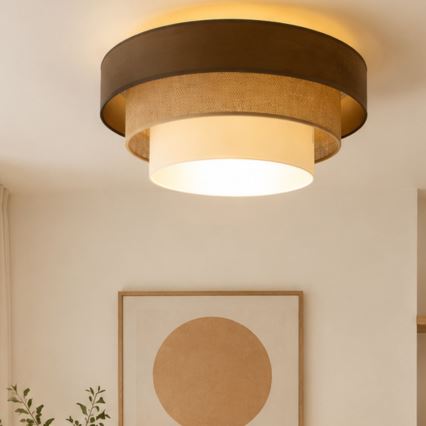 Φωτιστικό οροφής WENTA, 1xE27/60W/230V, διάμετρος 50 εκ., καφέ/γιούτα/μπεζ
