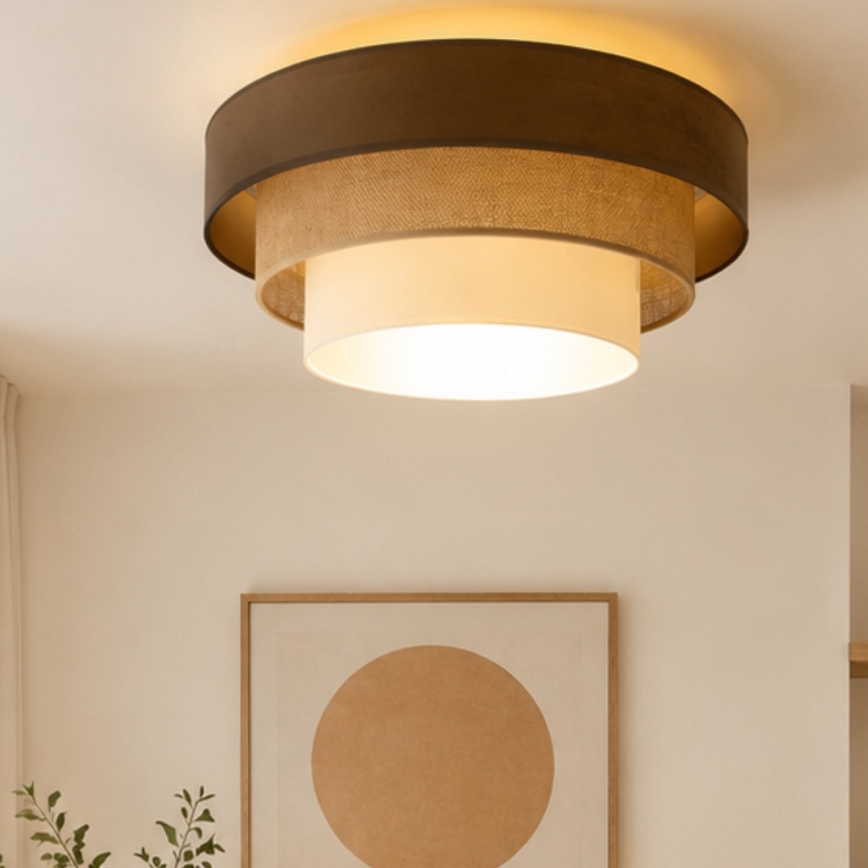 Φωτιστικό οροφής WENTA, 1xE27/60W/230V, διάμετρος 50 εκ., καφέ/γιούτα/μπεζ