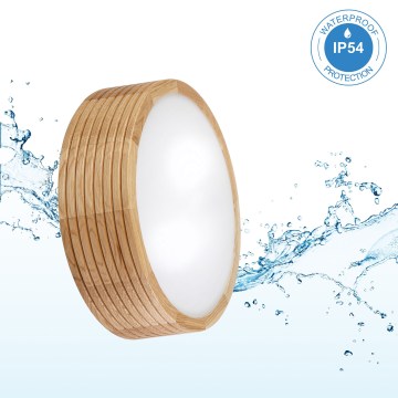 Φωτιστικό οροφής για μπάνιο LINARO 2xE27/15W/230V IP54, φινίρισμα βελανιδιάς, Ø 27 εκ.