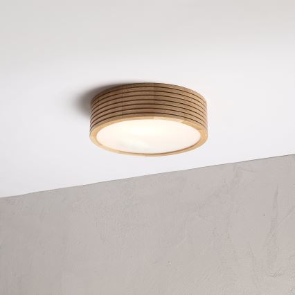 Φωτιστικό οροφής για μπάνιο LINARO 2xE27/15W/230V IP54, φινίρισμα βελανιδιάς, Ø 27 εκ.