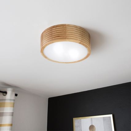 Φωτιστικό οροφής για μπάνιο LINARO 2xE27/15W/230V IP54, φινίρισμα βελανιδιάς, Ø 27 εκ.