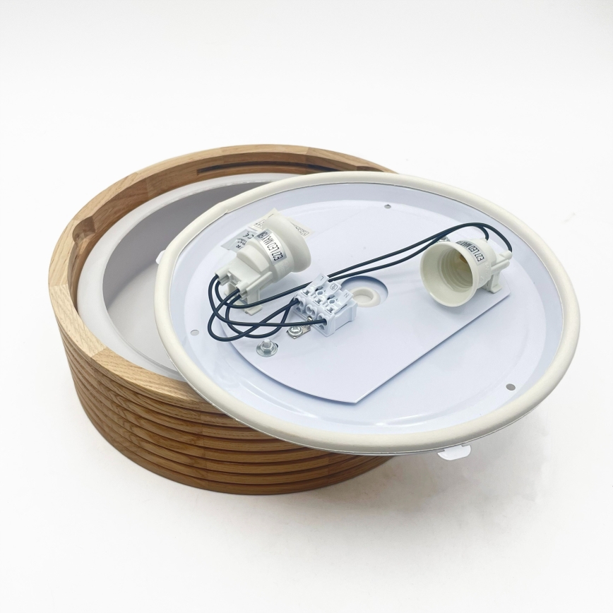 Φωτιστικό οροφής για μπάνιο LINARO 2xE27/15W/230V IP54, φινίρισμα βελανιδιάς, Ø 27 εκ.