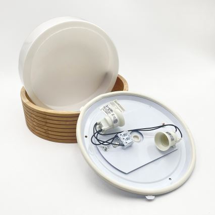 Φωτιστικό οροφής για μπάνιο LINARO 2xE27/15W/230V IP54, φινίρισμα βελανιδιάς, Ø 27 εκ.