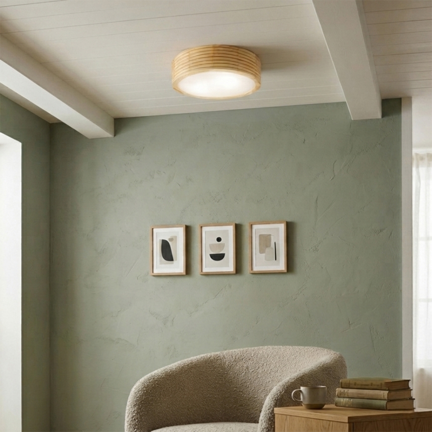 Φωτιστικό οροφής μπάνιου NATURAL MODERN 2xE27/15W/230V IP54 Ø 27,5 cm από πεύκο
