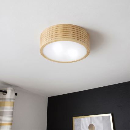 Φωτιστικό οροφής μπάνιου NATURAL MODERN 2xE27/15W/230V IP54 Ø 27,5 cm από πεύκο