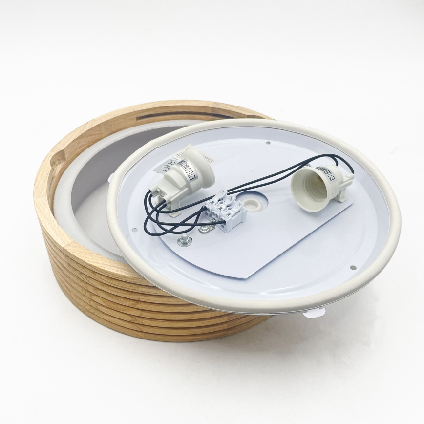 Φωτιστικό οροφής μπάνιου NATURAL MODERN 2xE27/15W/230V IP54 Ø 27,5 cm από πεύκο