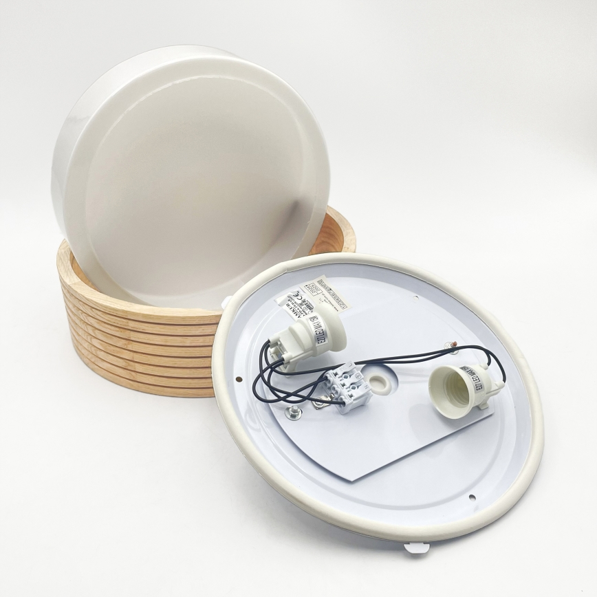 Φωτιστικό οροφής μπάνιου NATURAL MODERN 2xE27/15W/230V IP54 Ø 27,5 cm από πεύκο