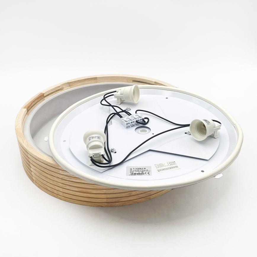 Φωτιστικό οροφής μπάνιου NATURAL MODERN 3xE27/15W/230V IP54 Ø 37,5 cm πεύκο