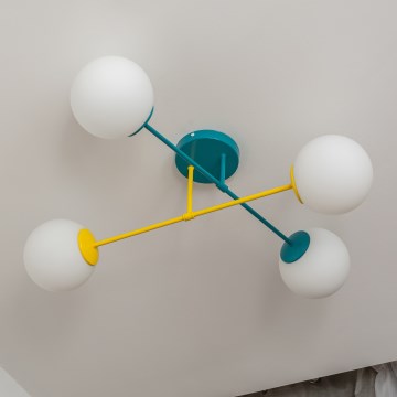 Φωτιστικό οροφής επιφανειακής τοποθέτησης MOON 4xE27/15W/230V τυρκουάζ/κίτρινο