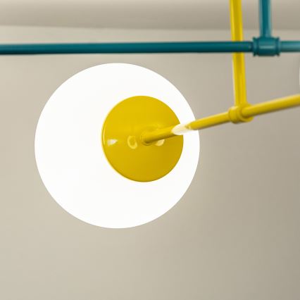 Φωτιστικό οροφής επιφανειακής τοποθέτησης MOON 4xE27/15W/230V τυρκουάζ/κίτρινο