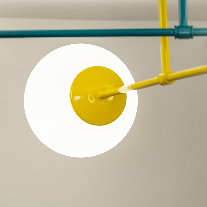 Φωτιστικό οροφής επιφανειακής τοποθέτησης MOON 4xE27/15W/230V τυρκουάζ/κίτρινο