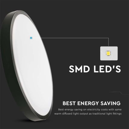 Φωτιστικό οροφής μπάνιου LED LED/18W/230V 3000K IP44 διάμετρος 22,5 cm μαύρο