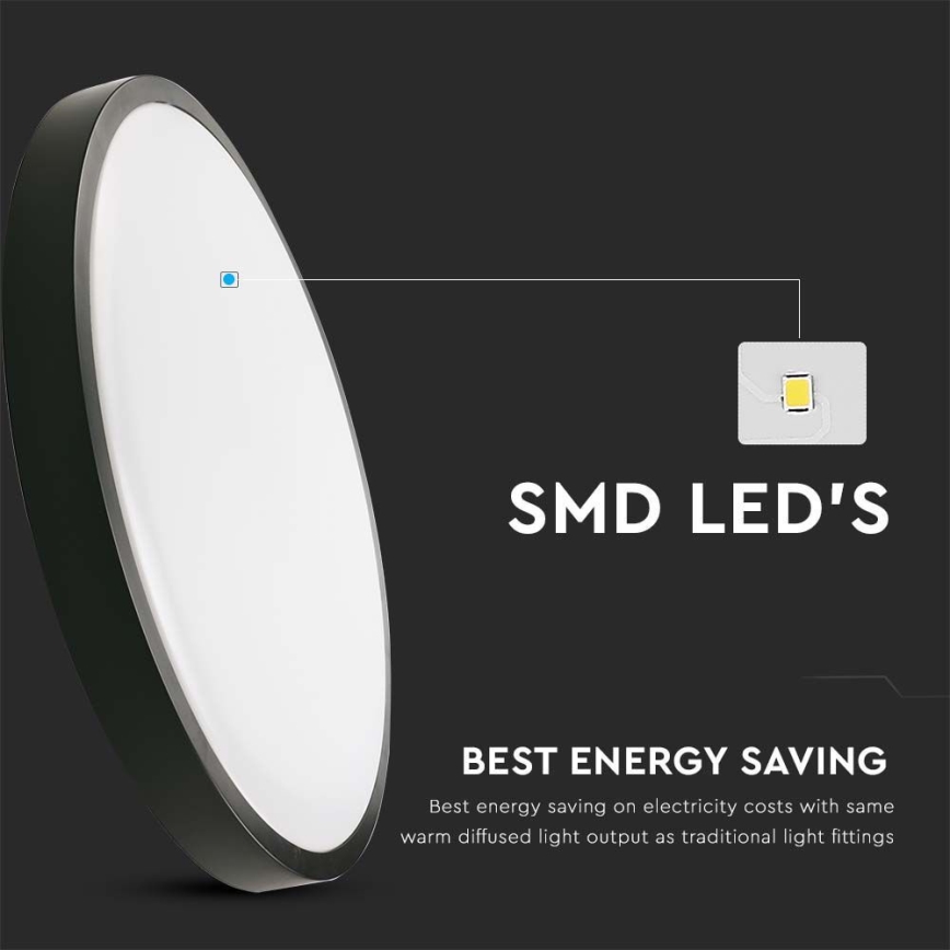 Φωτιστικό οροφής μπάνιου LED LED/18W/230V 3000K IP44 διάμετρος 22,5 cm μαύρο