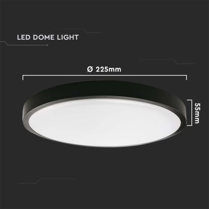 Φωτιστικό οροφής μπάνιου LED LED/18W/230V 3000K IP44 διάμετρος 22,5 cm μαύρο