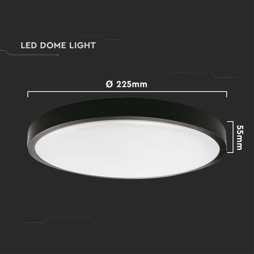 Φωτιστικό οροφής μπάνιου LED LED/18W/230V 3000K IP44 διάμετρος 22,5 cm μαύρο