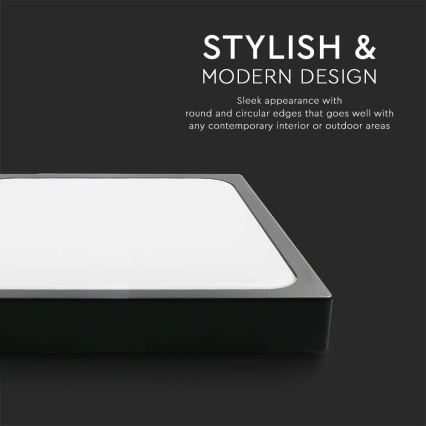 Φωτιστικό οροφής μπάνιου LED LED/18W/230V 6500K IP44 22,5x22,5 cm μαύρο