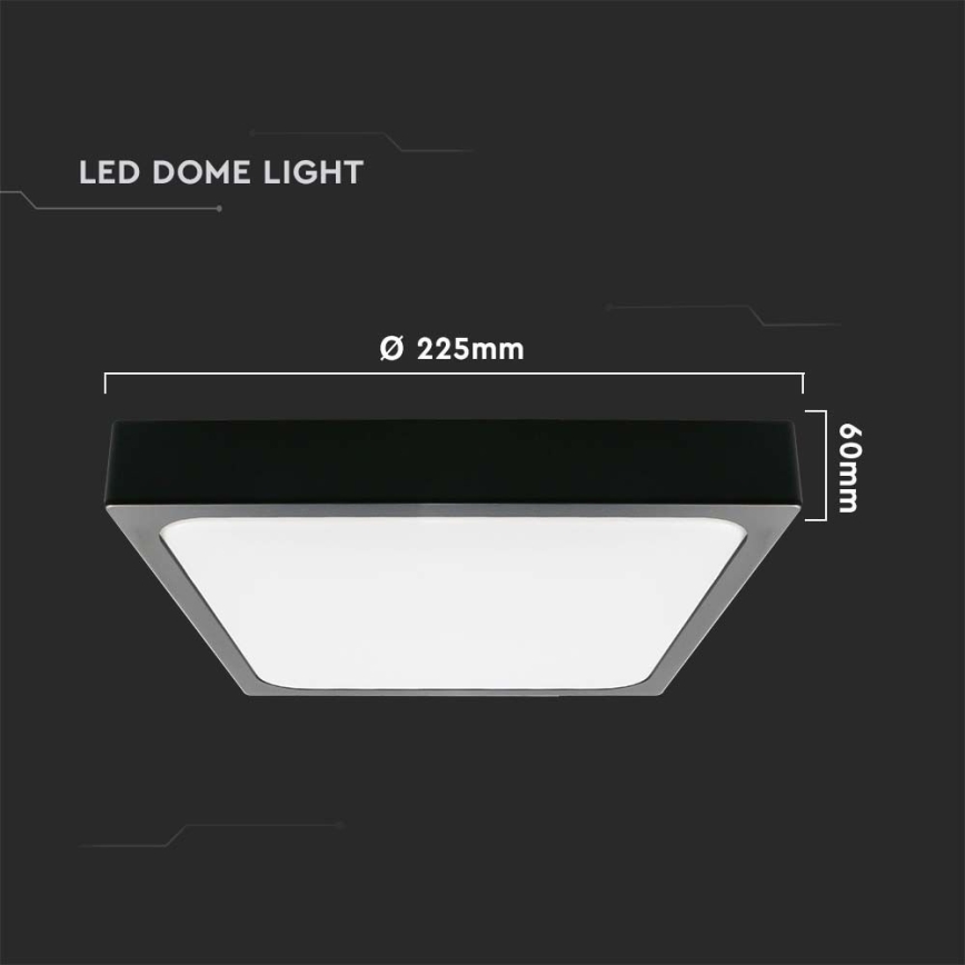 Φωτιστικό οροφής μπάνιου LED LED/18W/230V 6500K IP44 22,5x22,5 cm μαύρο