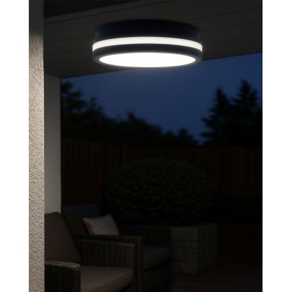 Φωτιστικό οροφής μπάνιου LED με αισθητήρα ELLÉ LED/24W/230V 3000/4000/6500K διάμετρος 26 cm IP54 ανθρακί