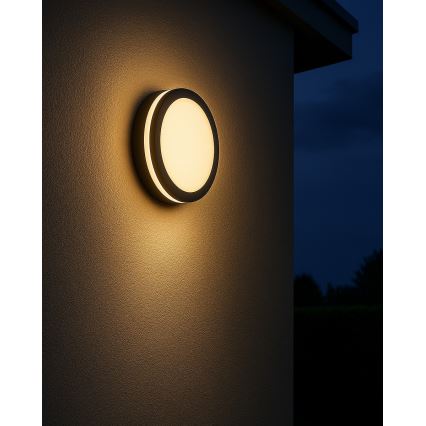Φωτιστικό οροφής μπάνιου LED με αισθητήρα ELLÉ LED/24W/230V 3000/4000/6500K διάμετρος 26 cm IP54 ανθρακί
