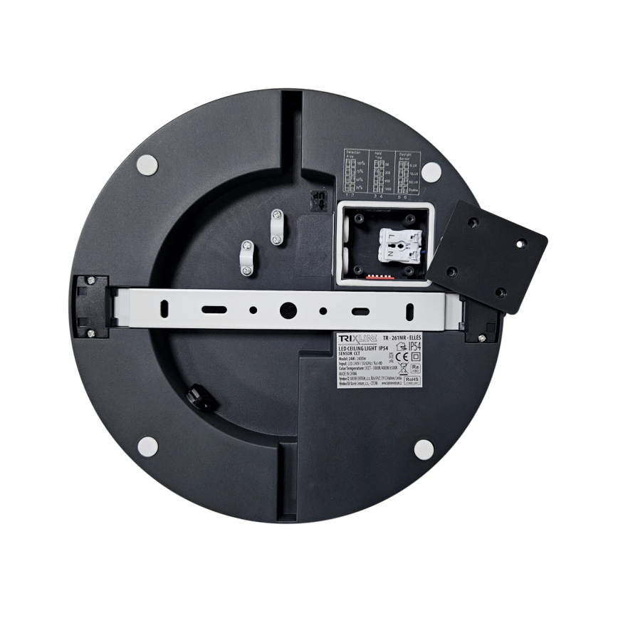 Φωτιστικό οροφής μπάνιου LED με αισθητήρα ELLÉ LED/24W/230V 3000/4000/6500K διάμετρος 26 cm IP54 ανθρακί