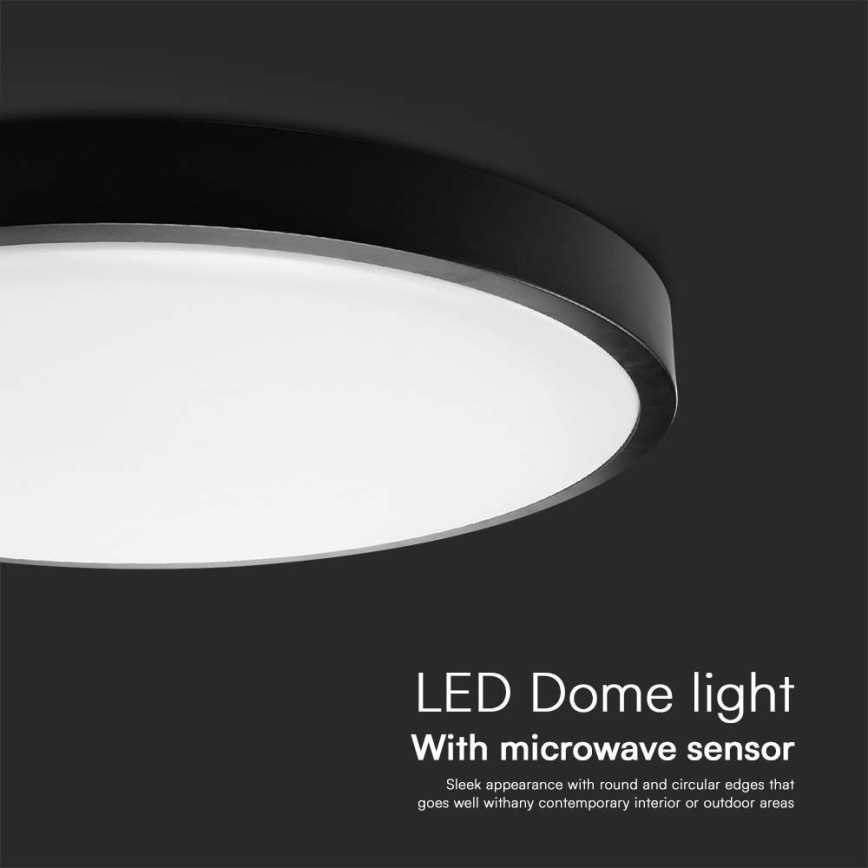 Φωτιστικό οροφής μπάνιου LED με αισθητήρα LED/18W/230V 4000K IP44 διάμετρος 29,5 cm μαύρο + τηλεχειριστήριο