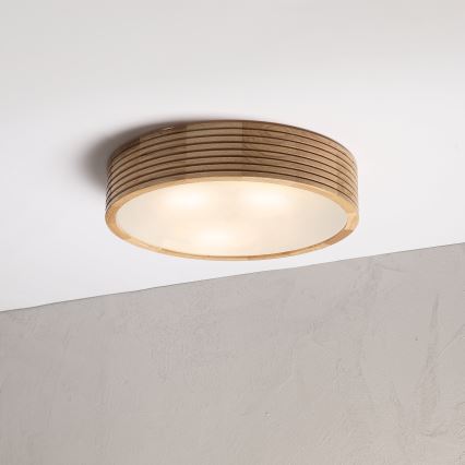 Φωτιστικό οροφής μπάνιου LINARO 3xE27/15W/230V IP54 σε απόχρωση δρυός, διάμ. 37 cm
