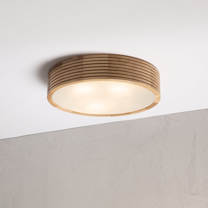 Φωτιστικό οροφής μπάνιου LINARO 3xE27/15W/230V IP54 σε απόχρωση δρυός, διάμ. 37 cm