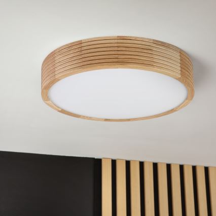 Φωτιστικό οροφής μπάνιου LINARO 3xE27/15W/230V IP54 σε απόχρωση δρυός, διάμ. 37 cm