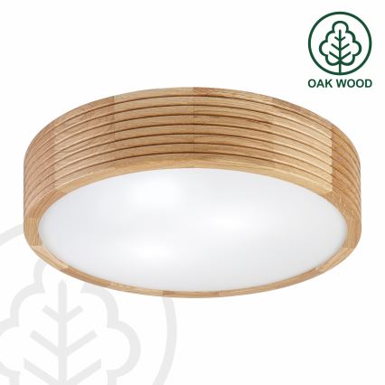 Φωτιστικό οροφής μπάνιου LINARO 3xE27/15W/230V IP54 σε απόχρωση δρυός, διάμ. 37 cm