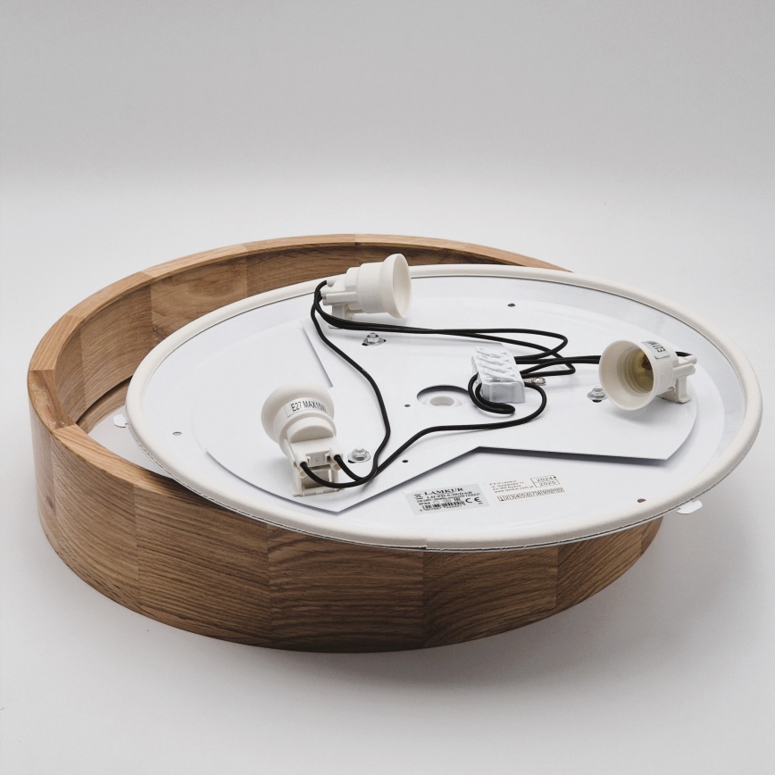 Φωτιστικό οροφής μπάνιου OAK 3xE27/15W/230V σε φινίρισμα δρυός, Ø 37 cm, IP54