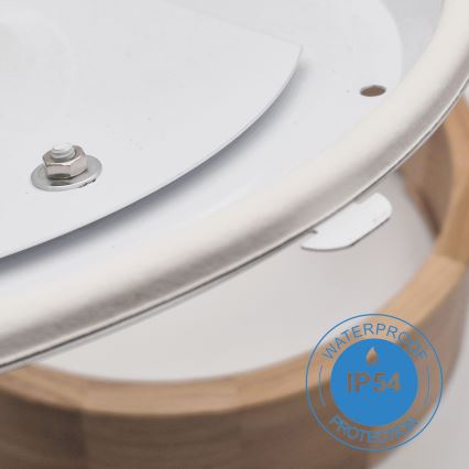 Φωτιστικό οροφής μπάνιου OAK 3xE27/15W/230V σε φινίρισμα δρυός, Ø 37 cm, IP54