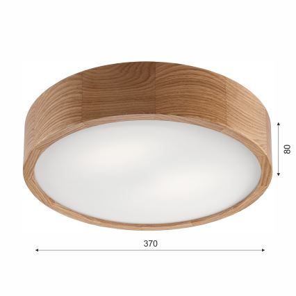 Φωτιστικό οροφής μπάνιου OAK 3xE27/15W/230V σε φινίρισμα δρυός, Ø 37 cm, IP54