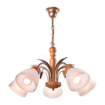 Φωτιστικό οροφής με αλυσίδα TULIPAN 5xE27/60W/230V οξιά