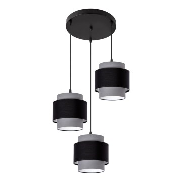 Φωτιστικό οροφής με καλώδιο 3xE27/60W/230V γκρι