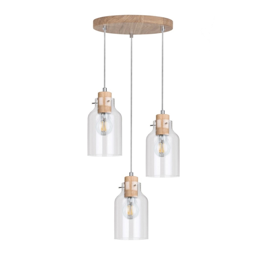 Φωτιστικό οροφής με καλώδιο ALESSANDRO 3xE27/60W/230V δρυς