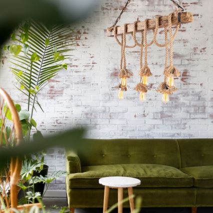 Φωτιστικό οροφής με καλώδιο EREBOS 6xE27/40W/230V καφέ