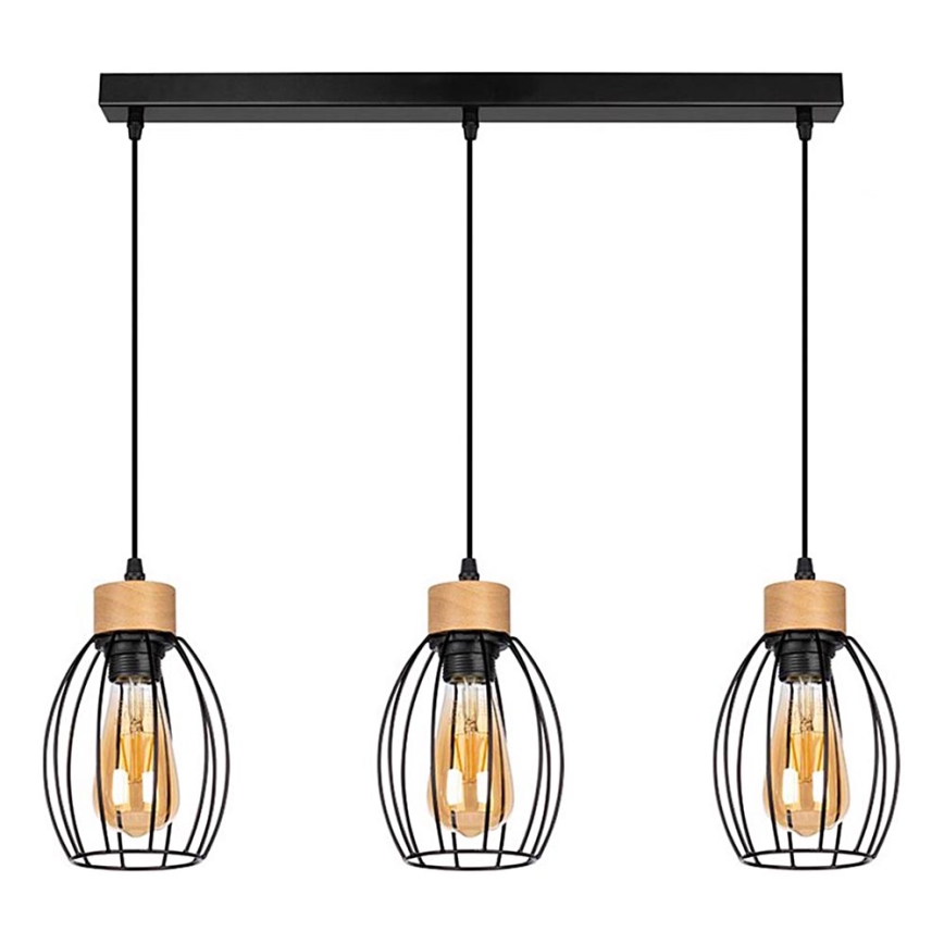 Φωτιστικό οροφής με καλώδιο GUNNAR 3xE27/60W/230V δρυς