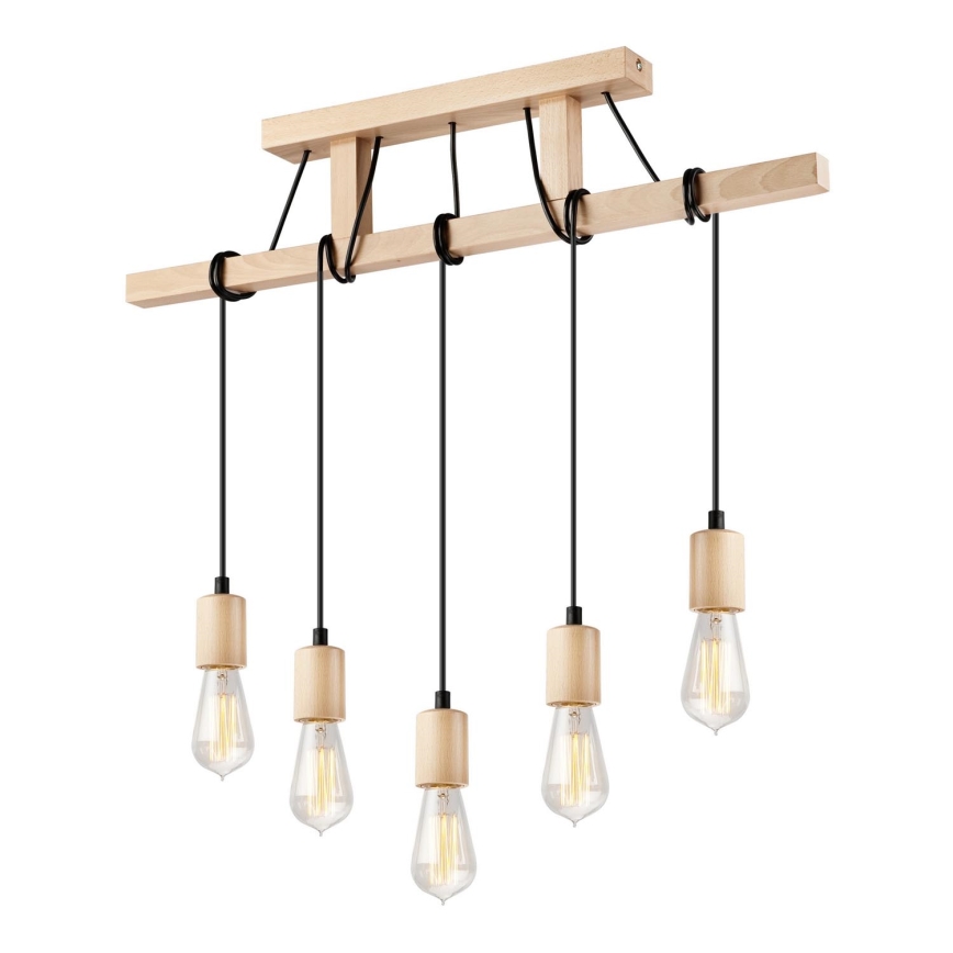 Φωτιστικό οροφής με καλώδιο LEON 5xE27/60W/230V οξιά