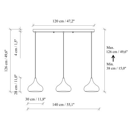 Φωτιστικό οροφής με καλώδιο MUBA 3xE27/40W/230V μαύρο