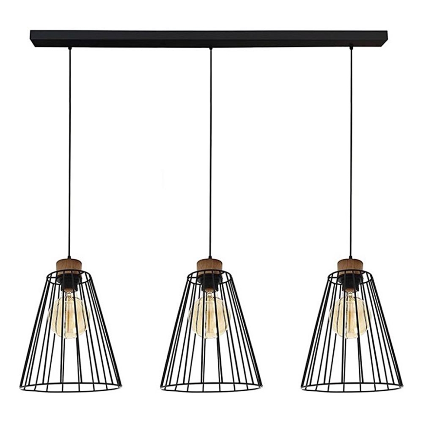 Φωτιστικό οροφής με καλώδιο ORAZIO 3xE27/60W/230V πεύκο