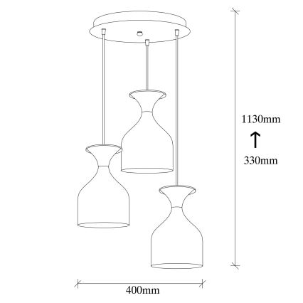 Φωτιστικό οροφής με καλώδιο SIVANI 3xE27/40W/230V λευκό/χάλκινο