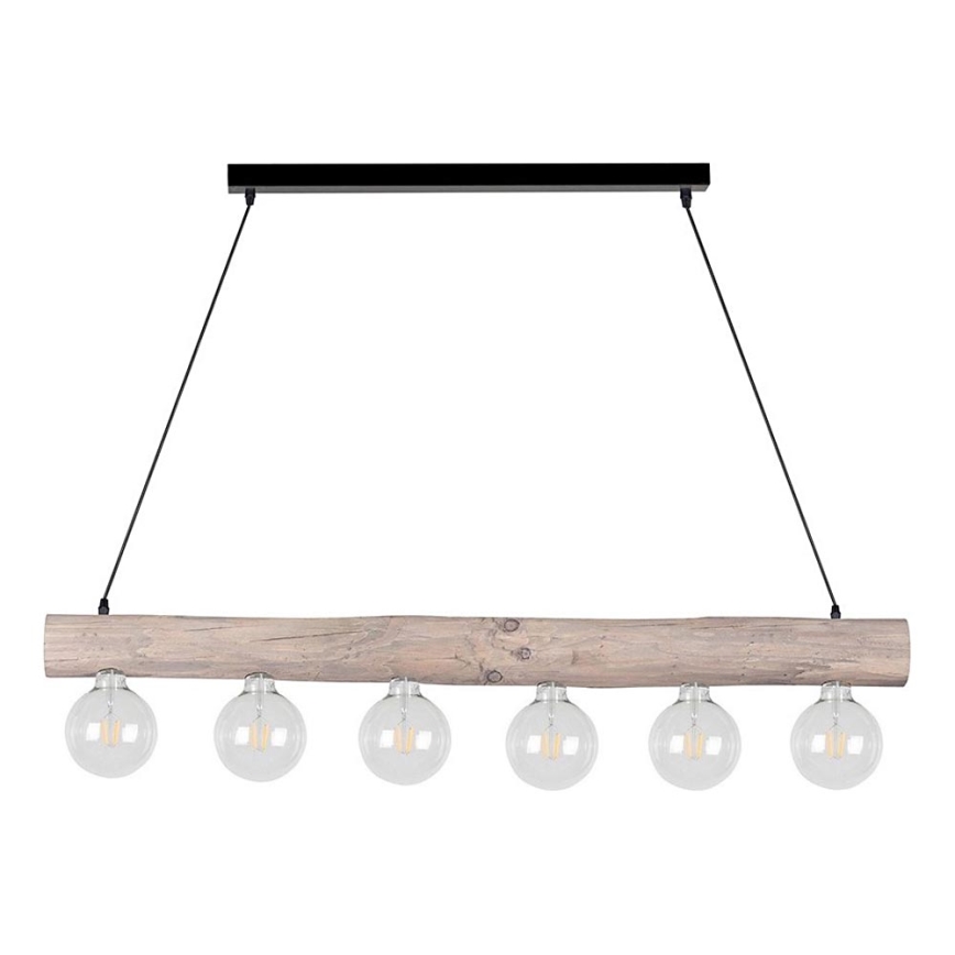 Φωτιστικό οροφής με καλώδιο TRABO 6xE27/60W/230V πεύκο