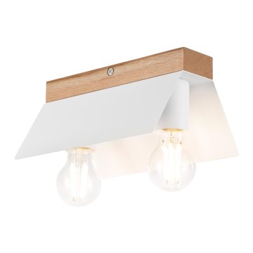 Φωτιστικό οροφής ESME 2xE27/15W/230V λευκό/δρυς