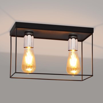 Φωτιστικό οροφής FINN 2xE27/15W/230V μαύρο/γυαλιστερό χρώμιο